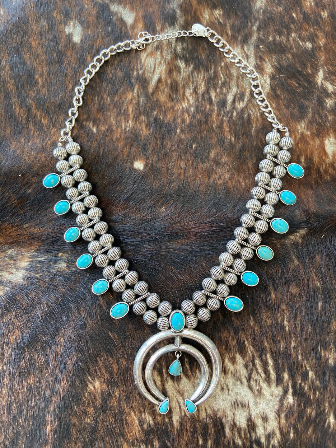 Silver And Turquoise Squashblossom
