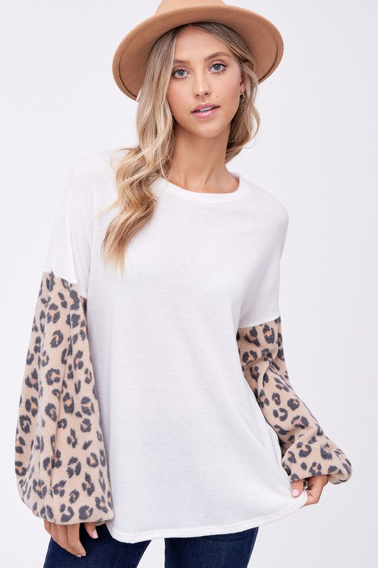Cheetah Print Sleeved Blouse