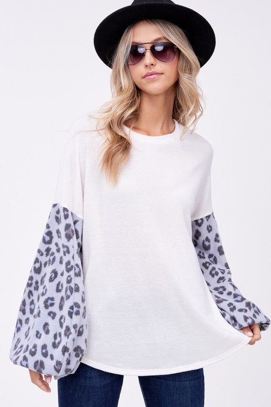 Cheetah Print Sleeved Blouse